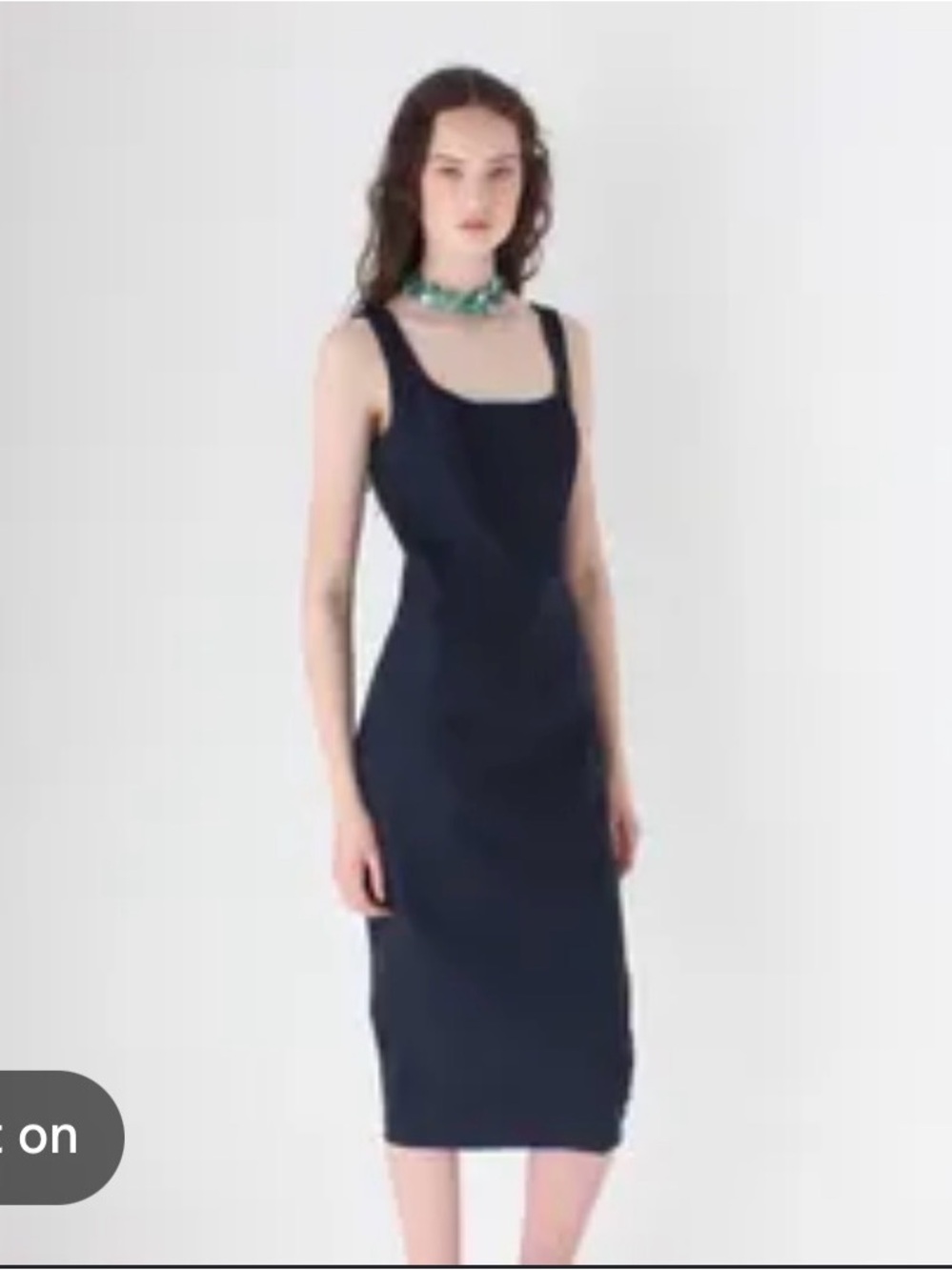 Christian Lacroix Navy Square-Neck Midi Dress